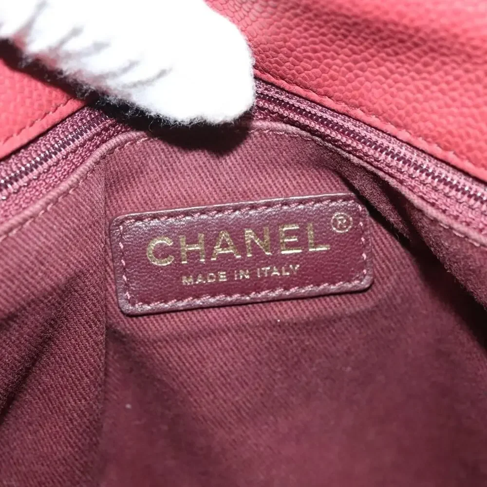 Chanel Matelasse Chain Shoulder Bag Caviar Skin Red